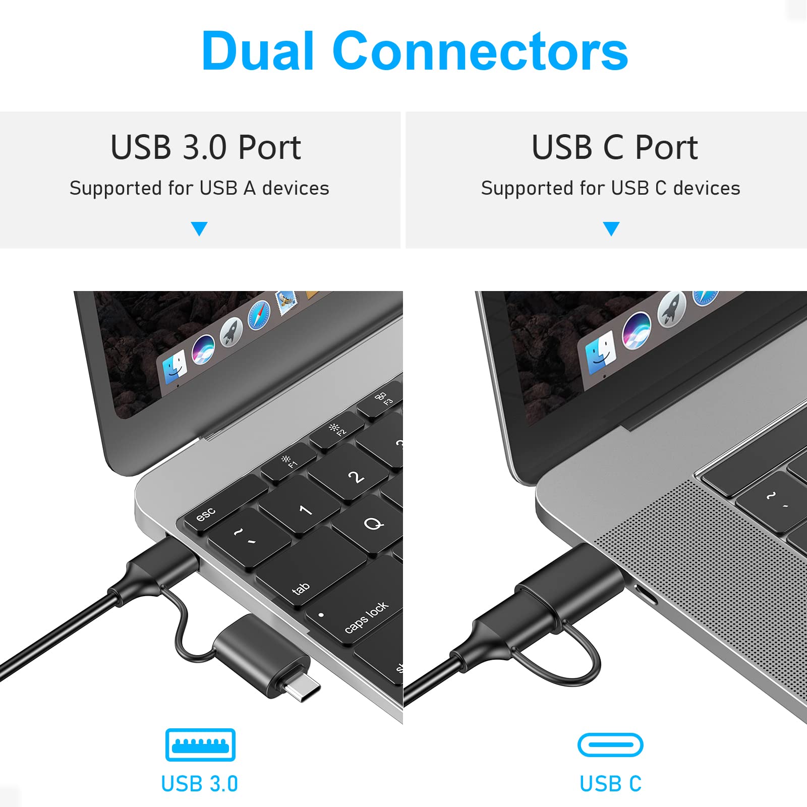 SD Card Reader, Beikell 4 in 1 Dual Connector (USB&USB C) USB C to Micro SD Memory Card Reader OTG Adapter -Supports SD/SDHC/SDXC/MMC/Micro SDXC/MS/MS Pro/CF, Compatible with Windows, OS
