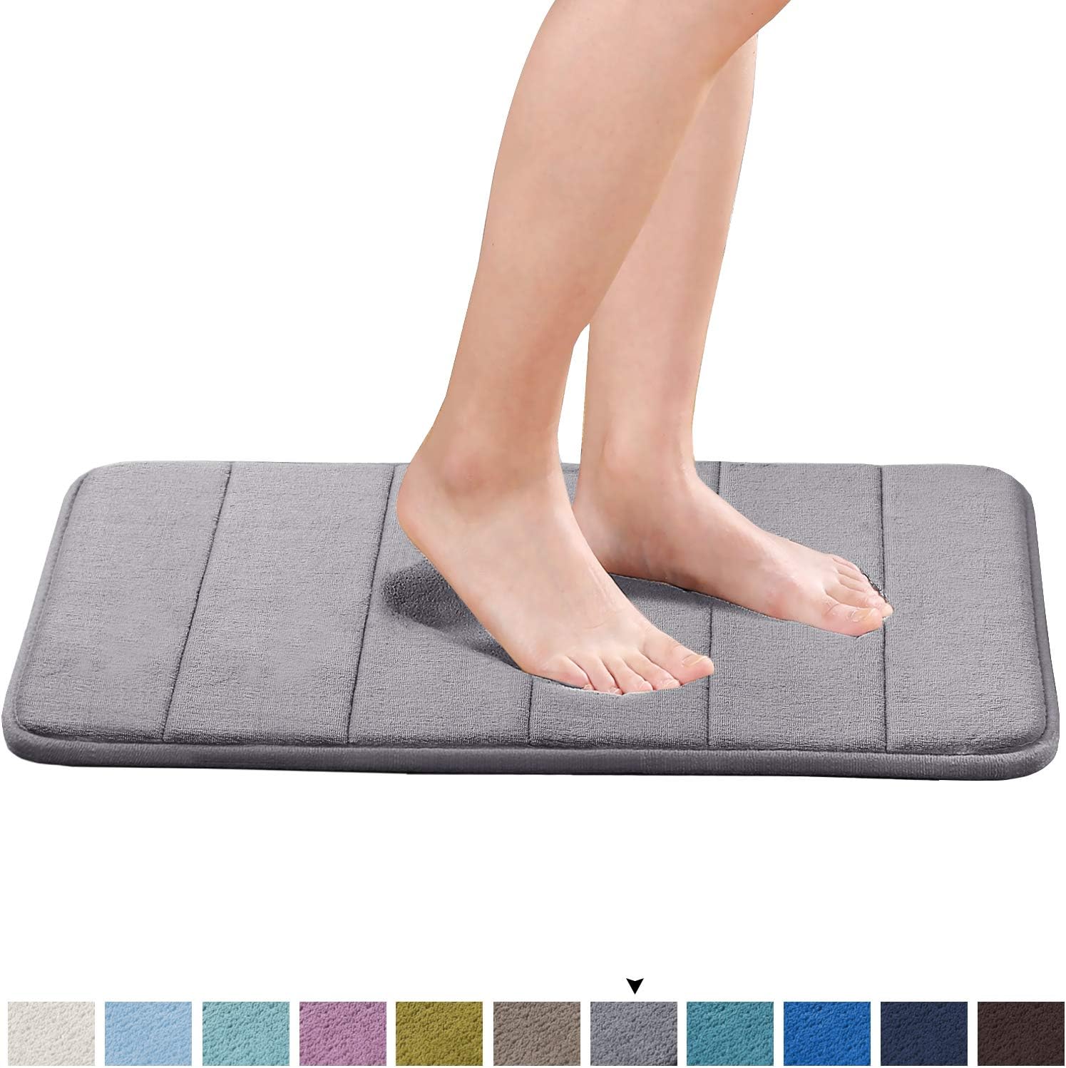 Grey Non Slip Absorbent Bathroom Rugs Rubber Back Runner Mat For Kitchen Bathroom Floors 16x24 Memory Foam Soft Bath Mats Bella Dura Com