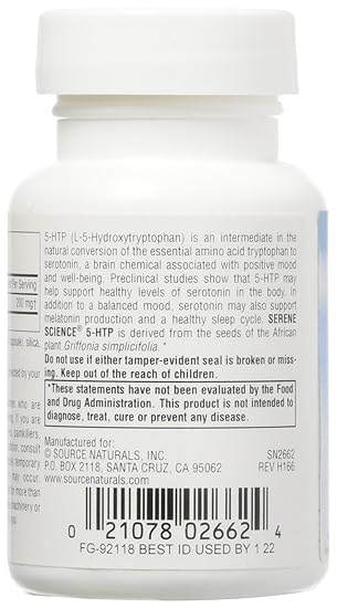 Amazon.com: SOURCE NATURALS Serene Science 5-HTP 200 Mg Capsule, 60 Count: Health & Personal Care