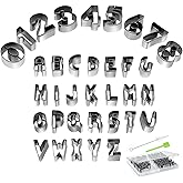 Alphabet &amp; Number Cookie Cutters Sets of 35 Pieces Mold Tools for Fondant Biscuit, Cake, Fruit, Vegetables, or Dough Stainless Steel