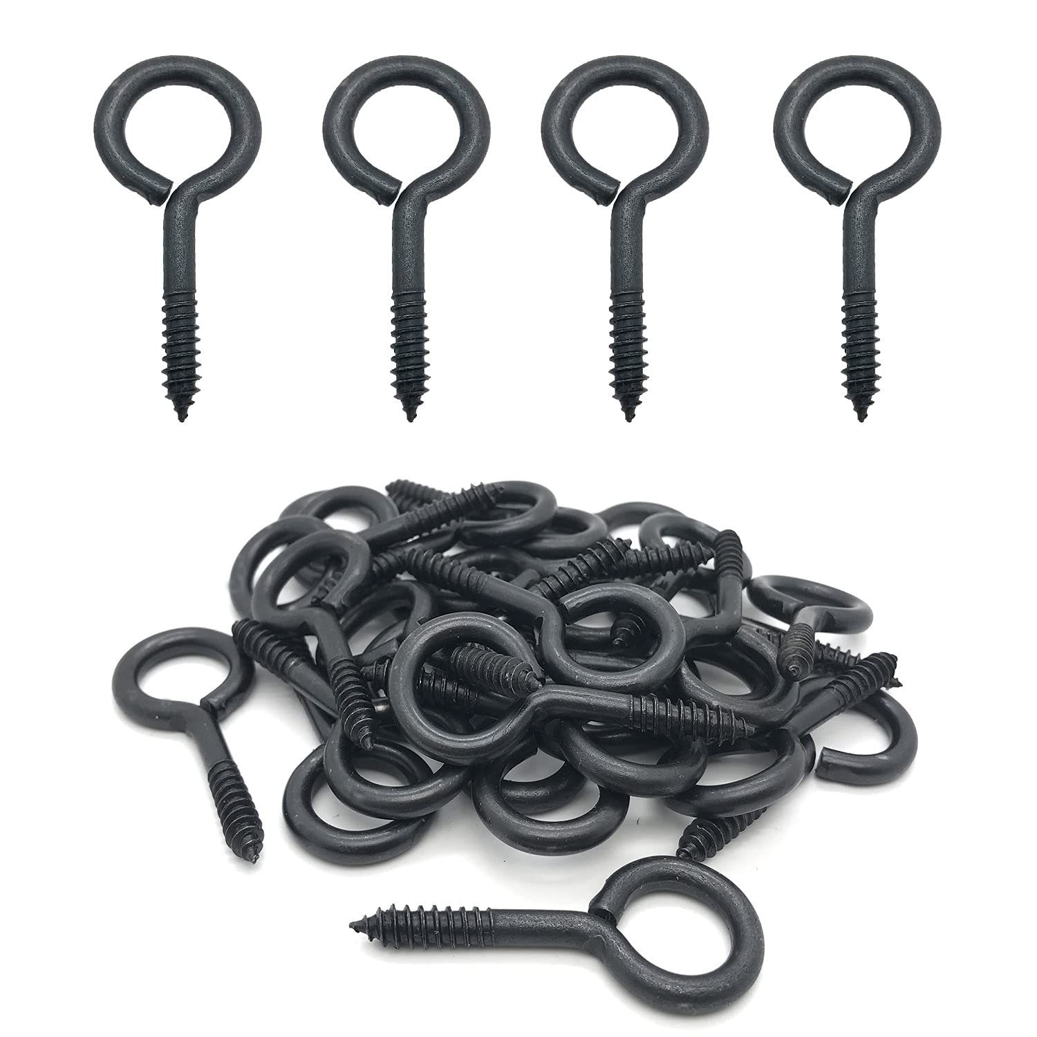 Photo 1 of Screw Eyes, 2 Inch Metal Eye Hook, Zinc Plated Self Tapping Screw Hooks Ring, Eyelet Screws Black 30 Pcs