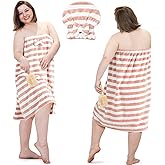 Xtinmee 2 Sets Plus Size Towel Wrap with Hair Drying Adjustable Shower Wrap Bath Towel Women's Robes Absorbent Spa Bathrobe(Pink Color)
