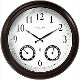FOUNTAIN DESIGNS 20" Large Outdoor Atomic Wall Clock,Oil Rubbed Bronze | Auto DST Adjust, IP65 Waterproof, Built In Thermometer &amp; Hygrometer, Accurate &amp; Easy to Read for Patio,Pool &amp; Garden