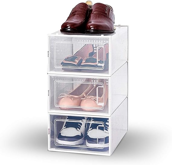 StacBox Shoe Organizer Stackable Storage Bins for Closets