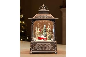 SINOFAYAR Christmas Snow Globes Light up Snowglobes Christmas Lantern with 8 Songs, 10.43" Christmas Snow Globes for kids adults, 6H Timer & Dual Power, Lighted Christmas Decorations Indoor, Gifts for Women Men