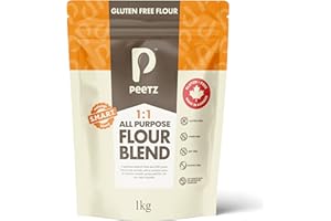 Peetz Gluten Free Flour Blend - 1:1 All Purpose Flour - 60% Whole Grains & Seeds - High Protein, Non-GMO - Gluten Free Bread 