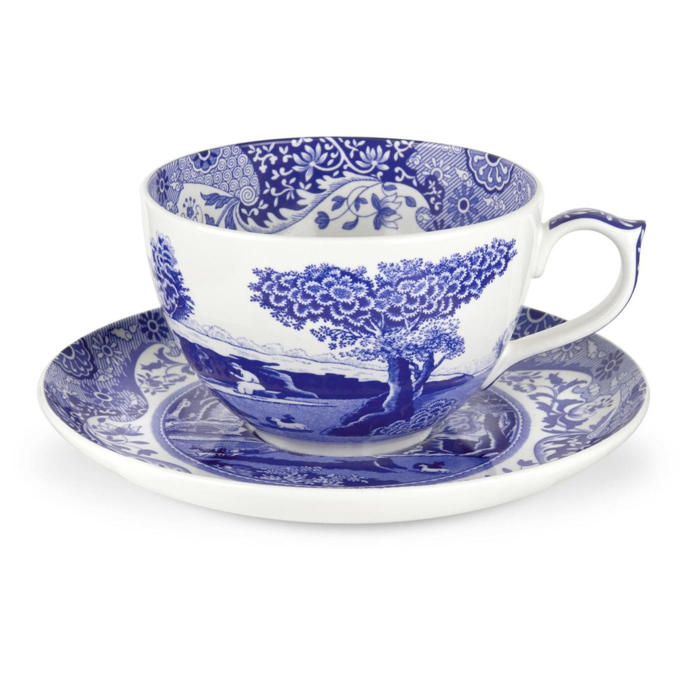 Portmeirion Home & Gifts BLI1290-X Jumbo Cup & Saucer, Blue & White, 0.56L/20fl.oz