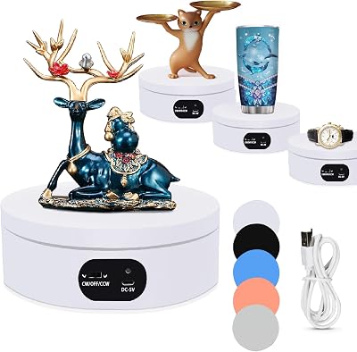 YVVV Electric Rotating Display Stand 360° Quiet USB/Battery Powered 16cm