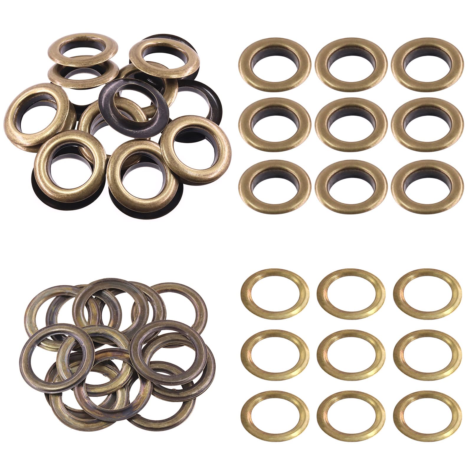 Swpeet 40Pcs - 20Sets 1" (25mm) Hole Bronze Metal Grommets Kit, Thicken Metal Eyelets for Canvas, Leather, Curtains