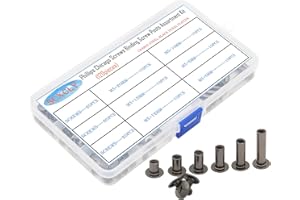 SCXCLY 120pcs Chicago Screws Binding Screw Posts Assortment Kit, 6 Sizes(M5 x 6/10/15/25/30/45mm), Carbon Steel Nickel-Plated (Black)