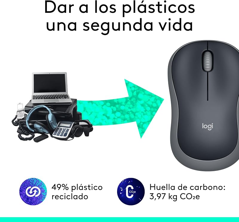 Mouse sem fio logitech m185, 2,4 ghz com receptor mini usb, bateria de 12 meses, rastreamento óptico com resolução de 1000 dpi, ambidestro, compatível com pc, mac, laptop - cinza