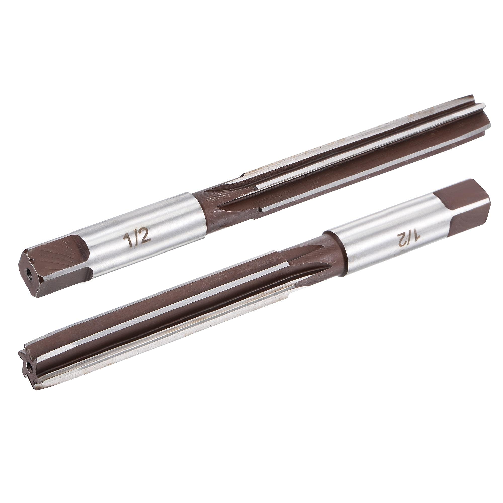 sourcing map 1/2" Hand Reamer H8 Accuracy Alloy Tool Steel 6 Flutes Straight Shank Milling Cutter Tool 2pcs