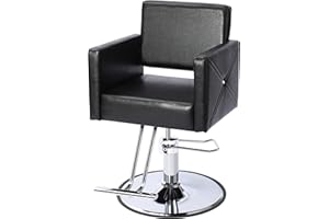 YOCONYO Barber Chair, Salon Chair for Hair Stylist, Hair Salon Chair, 360 Degrees Swivel Styling Chair, Height Adjustable Hydraulic Shampoo Chair (Black)
