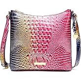 Makcr Joacbv Shoulder Crocodile Flat Handbags for Women trendy Ladies Shoulder Bag Embossed Pattern Leather Crossbody Purse