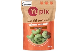 Yupik Wasabi Cashews, 164 g, Crunchy Spicy Snacks, Wasabi-Flavored Shell, Asian-Inspired, Great for Sushi Night, Parties, and