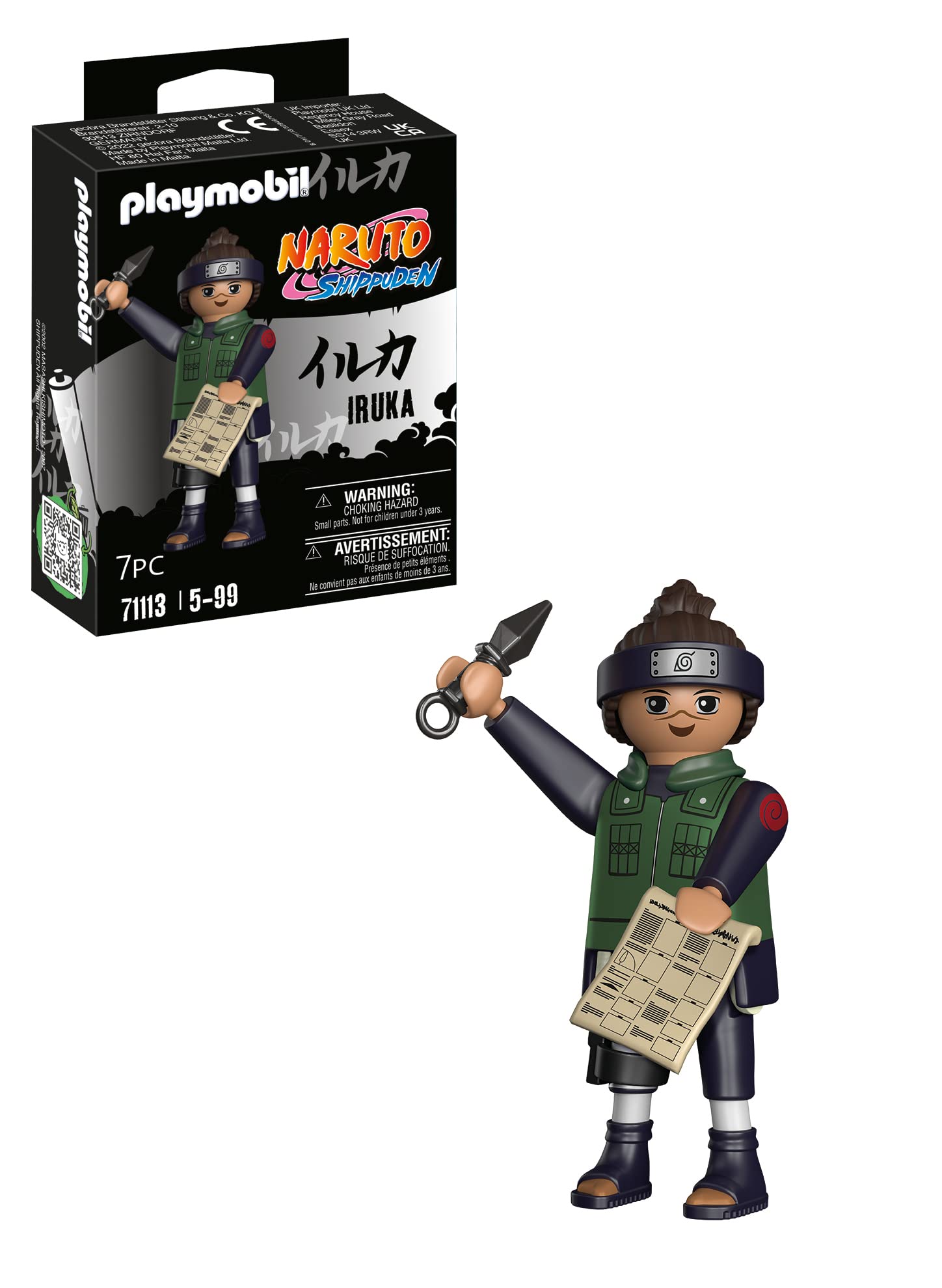 Playmobil 71113 Naruto: Iruka Figure Set, Naruto Shippuden Anime Collectors Figure, Playset Suitable for Children and fans 5+ years