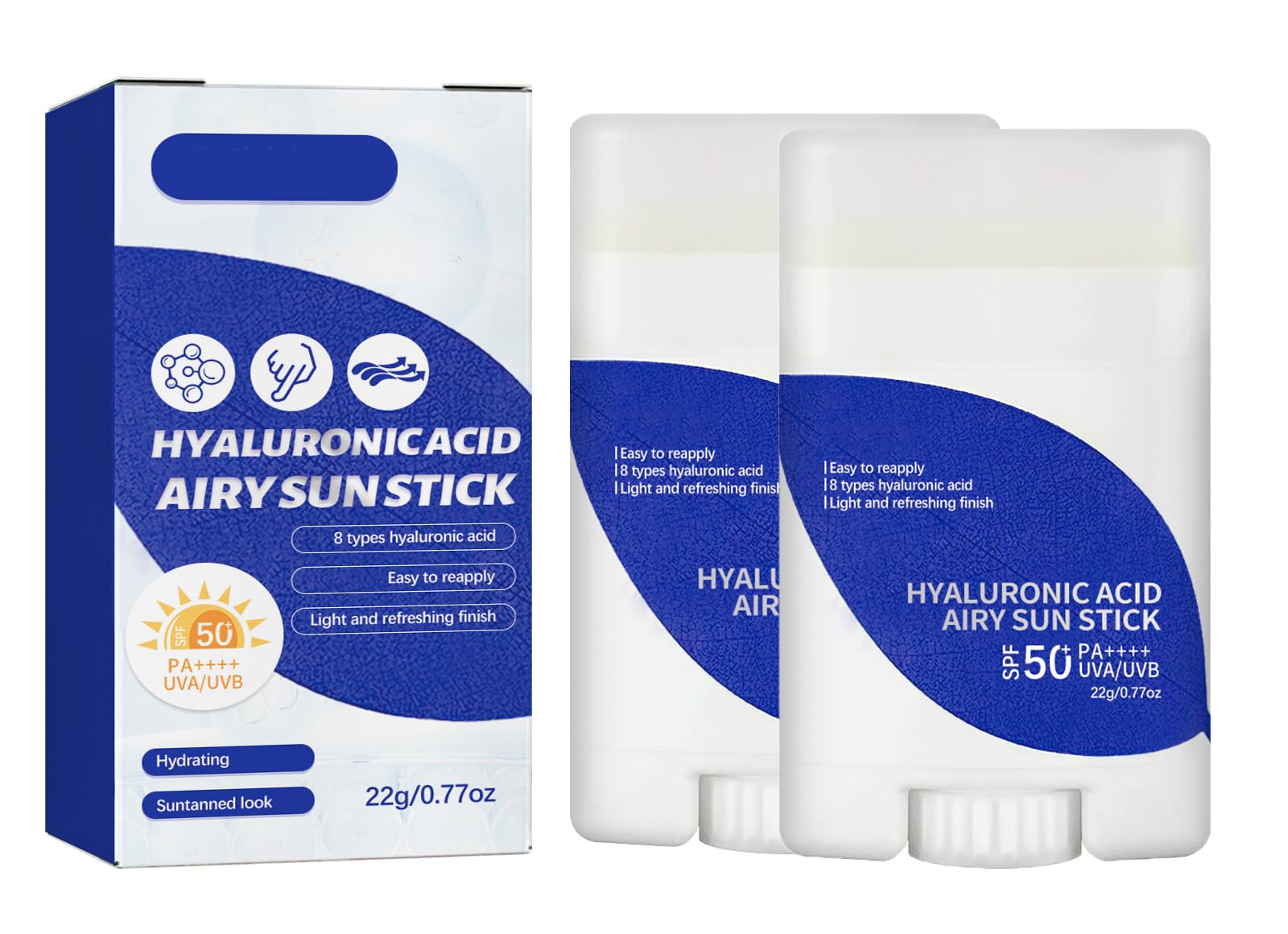 Hyaluronic Acid Sun Stick SPF50+ PA++++ Face Sunscreen With No White Cast - Korean Moisturizing Anti-Aging Daily Protection