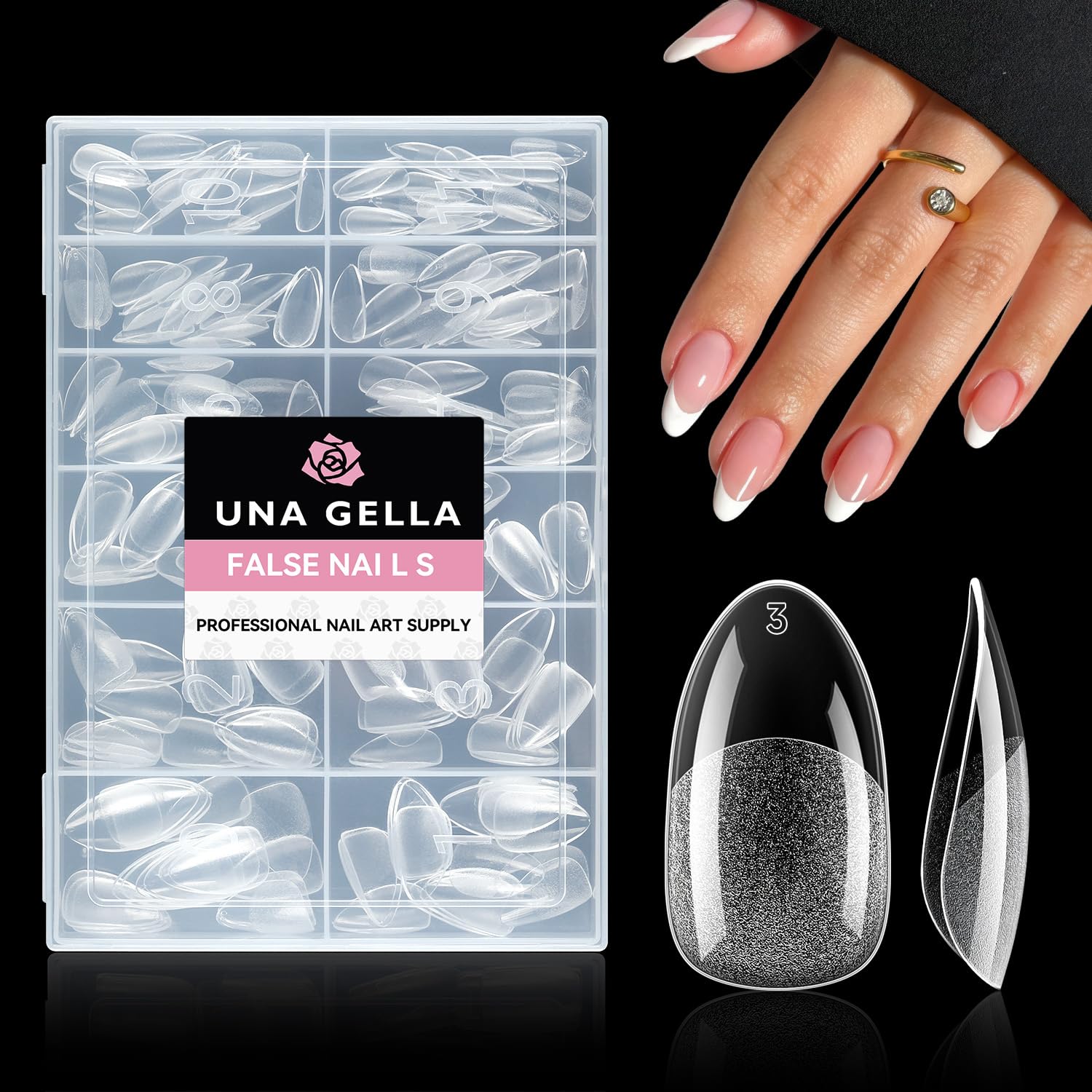 Photo 1 of UNA GELLA Medium Oval Fake Nails Pre-Shape 216pcs Round Gel Nail Tips Press on Nails for Full Cover Acrylic Round Oval Full Nails False Nails 12 Sizes False Soft Gel Tips