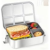 NAYELF Bento Box for Kids, 1.5L/50oz Stainless Steel Snack Containers with 3 Compartments, Lockable Clip Kids Lunch Box, Eco-Friendly, Leak-proof, Dishwasher-Safe for Home, School, Travel