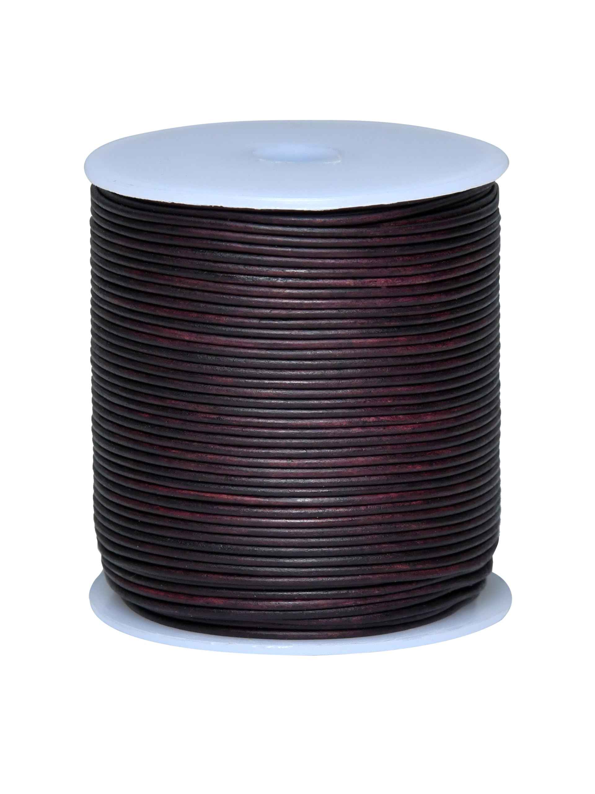 Cords Essentials Round Genuine Leather String Cord, Rope for Jewelry Making, Necklaces, Bracelets, Kumihimo Braiding, Wraps, Crafts and Hobby Projects (Distressed Red Brown, 1.5 MM)