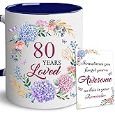 LOTWATEGO 80th Birthday Gifts For Women - 1946 Birthday Gifts For Her - 80 Years Loved Mug - Gift For Women Turning 80-80 Year Old Gift For Woman, Mom, Grandma, Mother - 1946 Accent Navy Mug