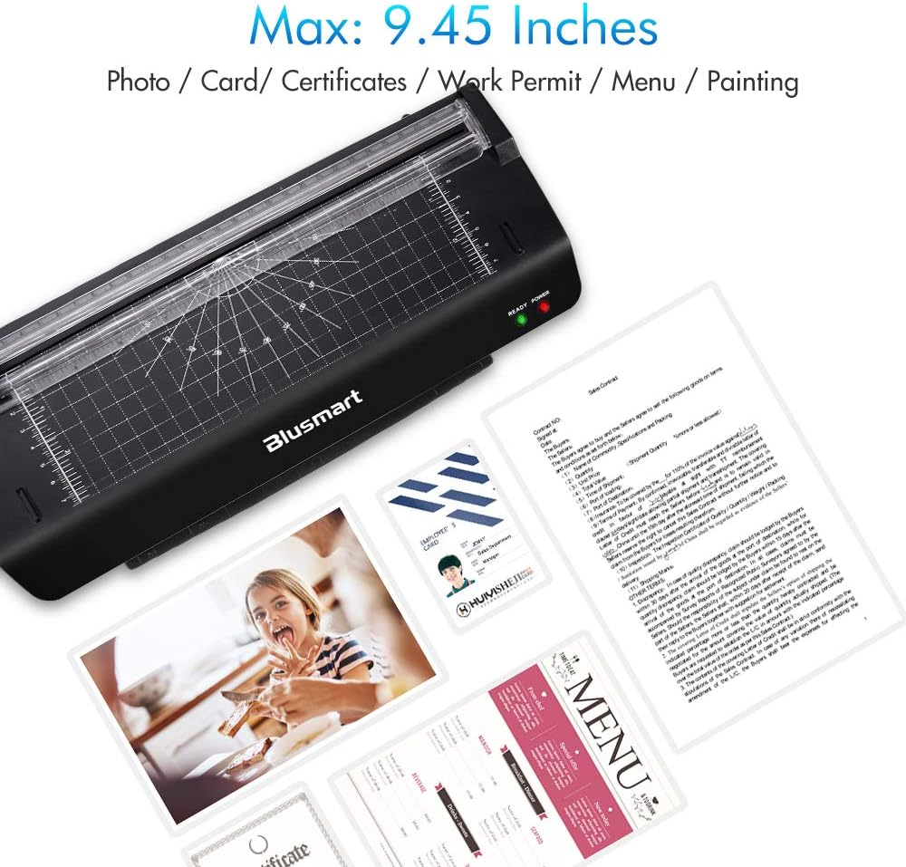 5 in 1 Blusmart Laminator Set, A4, Trimmer, Corner Rounder, 20 Laminating Pouches, Photo Frames, Black : Office Products