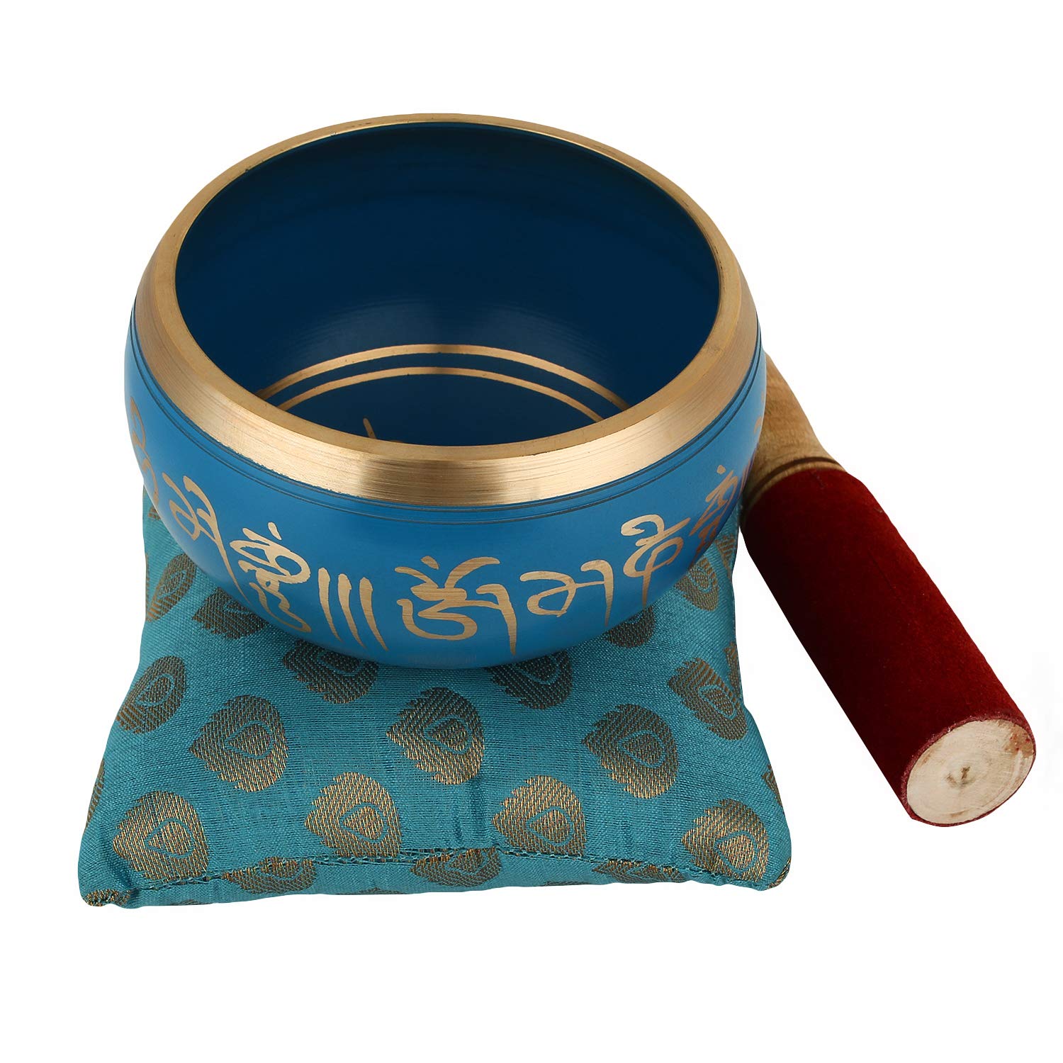 Zap Impex ® Tibetan Meditation Om Mani Singing Bowl/Cushion/Mallet 4 Inches Blue za35