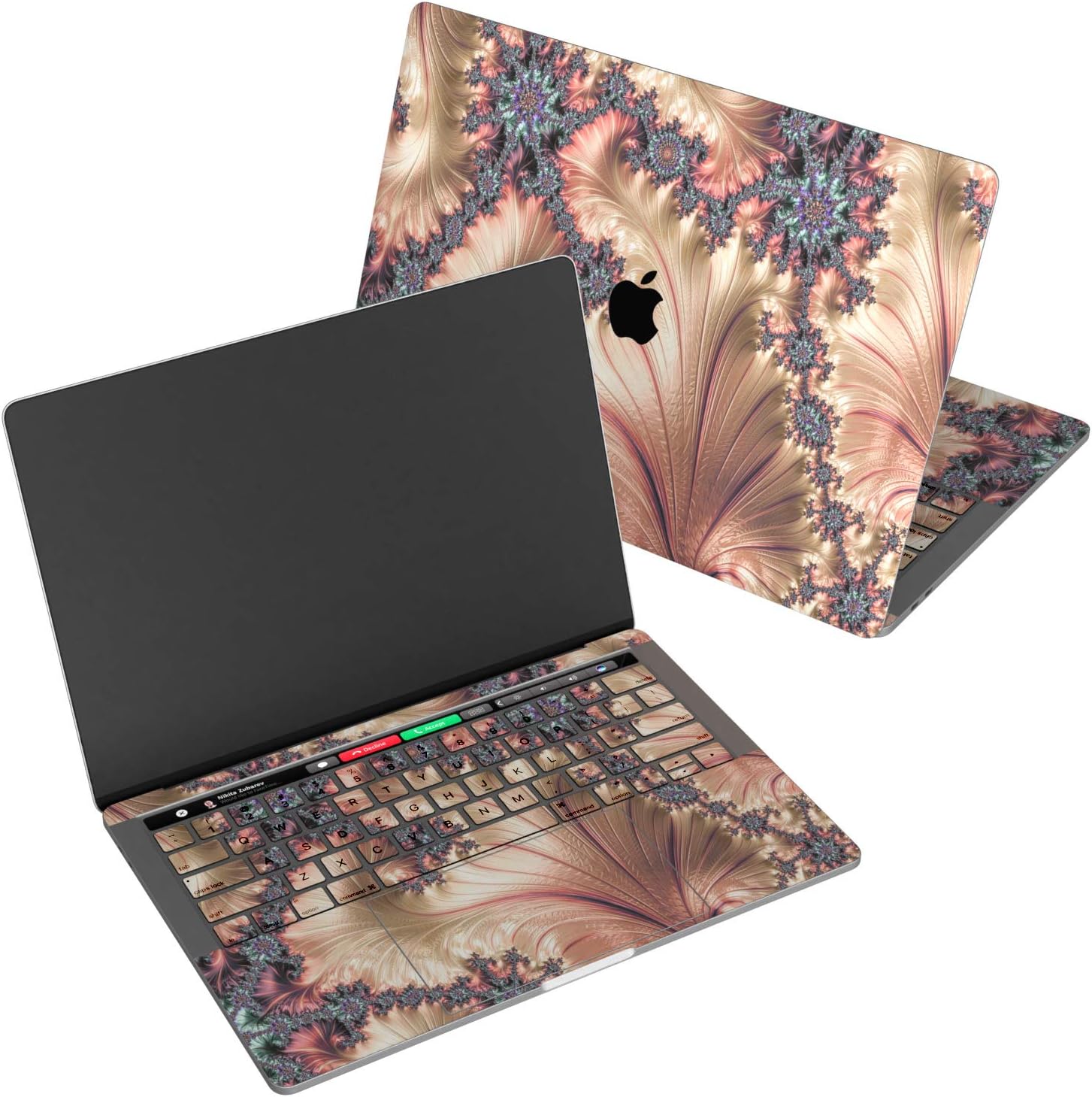 Wonder Wild Skin for MacBook Decal Vinyl Air 11 inch Apple Mac 13 Retina 12 Pro 15 Keyboard 2019 2018 2017 2016 16" Protective Sticker Laptop Pearl Shade Rose Gold Fractal Abstract Paint Flow Liquid