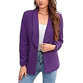 Yesfashion Women Long Sleeve Blazer Open Front Cardigan Jacket Work Office Blazer
