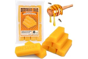 TRINIDa 8oz Yellow Beeswax Bars, Natural Organic Beeswax Block 8 PCS, Bees Wax Candle Making, Beeswax for Candle Making, Bees Wax Making for Skincare, Lip Balms, Lotions, Cosmetic Grade
