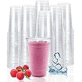TashiBox plastic cups [20 oz 100cups],Clear Crystal disposable plastic cups,smoothie cup