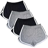 Cameway 4 Pack Women's Cotton Yoga Dance Short Pants Summer Athletic Cycling Hiking Sports Shorts