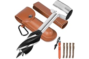 MIUWAUER Bushcraft Hand Auger Wrench Bushcraft Gear and Equipment Settlers Wrench Survival Tools Scotch Eye Wood Auger Drill Peg and Manual Hole Maker Multitool for Outdoor Backpacking Camping Bushcrafting