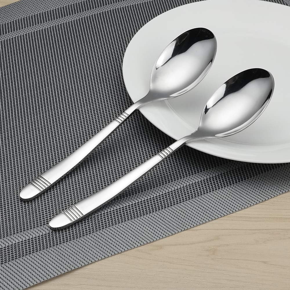 Bblina Dinner Spoons Set, 12 Pieces Table Spoons, Stainless Steel Soup Spoon, Silver - Image 4