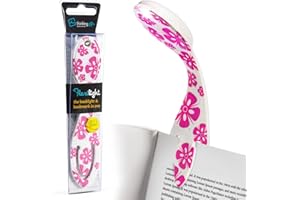 Gifts for Readers & Writers Bookmark Reading Light Pink Flowers -2in1 Clip On Bookmark Mini Book Light for Reading in Bed, Battery Operated Travel LED Book Lights, Flexible 8 Lumen Lights for Books