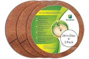 Envelor Coco Coir Plant Cover Mulch Mat Weed Control Fabric Flower Pot Tree Rings Coconut Fibers Tree Trunk Protector Planter Disc Coco Liner Root Protection, 24" Discs, 3 Pack