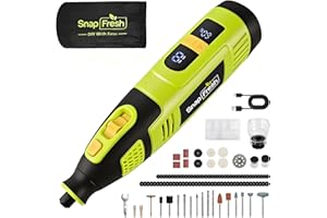 SnapFresh 12V Cordless Rotary Tool Kit, 28-Speed 32000 RPM Mini Rotary Tool w/Digital Display, 111 Accessories,2.5Ah Battery 