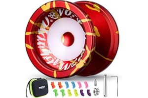 MAGICYOYO V6S Responsive Yoyo for Kids 8-12, Professional FingerSpin Trick Yo Yo for Adult, Dual Purpose Metal Yo-Yo with Unresponsive Bearing + 12 Yoyo Strings, Bearing Removal, Case Bag (Red Gold)