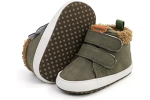 SOFMUO Baby Boys Girls High Top Ankle PU Leather Sneakers Soft Rubber Sole Infant Moccasins Newborn Oxford Loafers Anti-Slip Toddler Wedding Uniform Dress Shoes