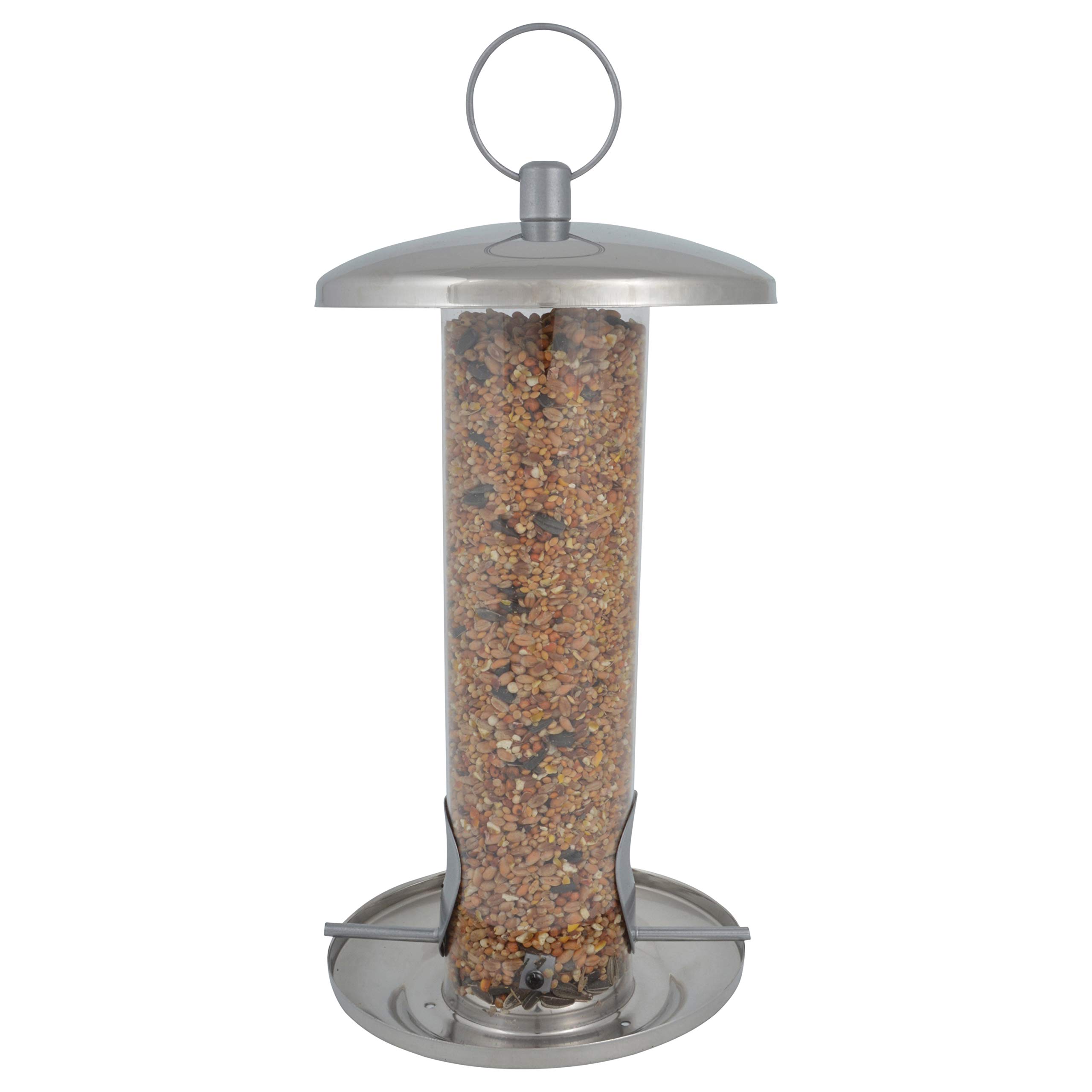 Fallen Fruits Ltd FB393 STAINLESS STEEL SEED FEEDER Bird, Silver, 28.5 cm*14.0 cm*14.0 cm