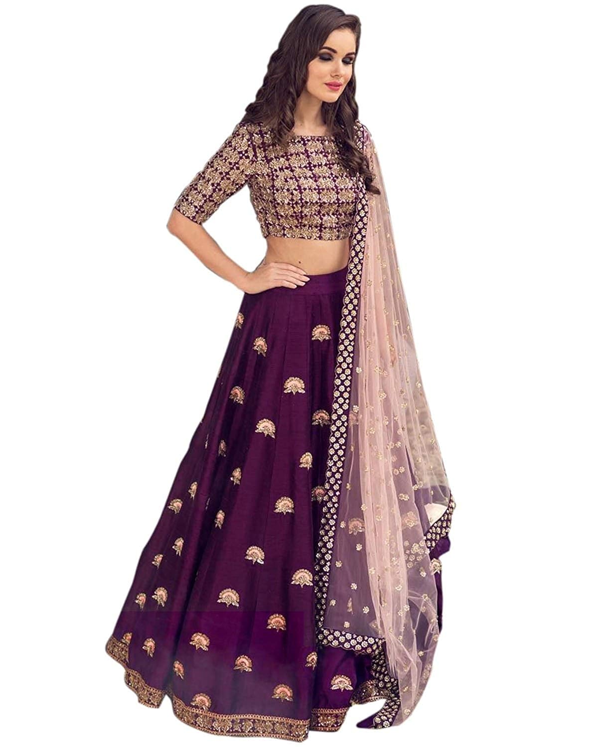 anghan brothers women's cotton silk lehanga choli (mina 88 _beige_ free size)