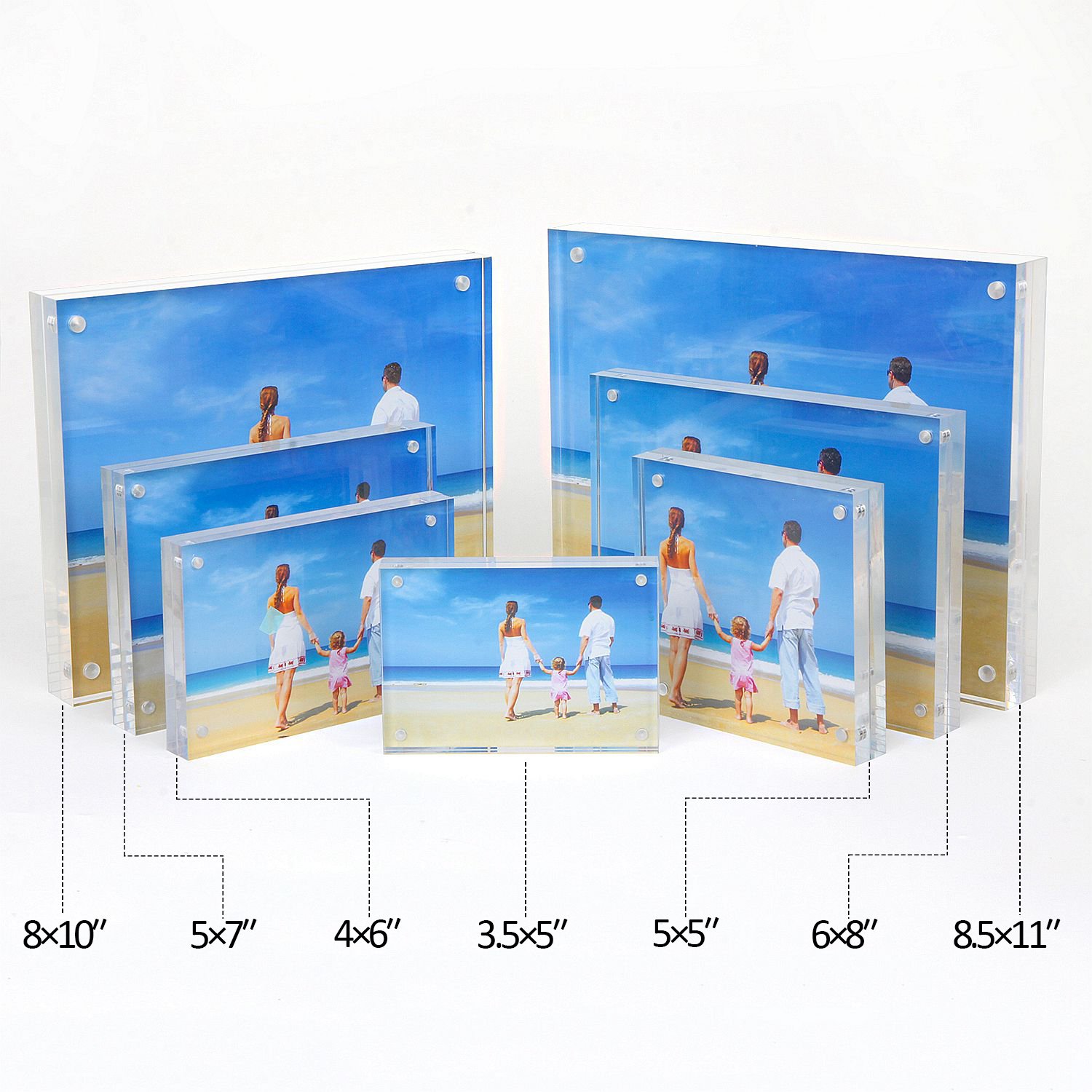 8x10 Acrylic Picture Frame, Clear 15 + 15MM Thickness Double