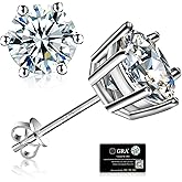 SENOTSMEG Moissanite Stud Earrings Women S925 Sterling Silver Earring Jewelry D Color VVS1 GRA Lab Created Diamond Earring for Men 18K White Gold Plating