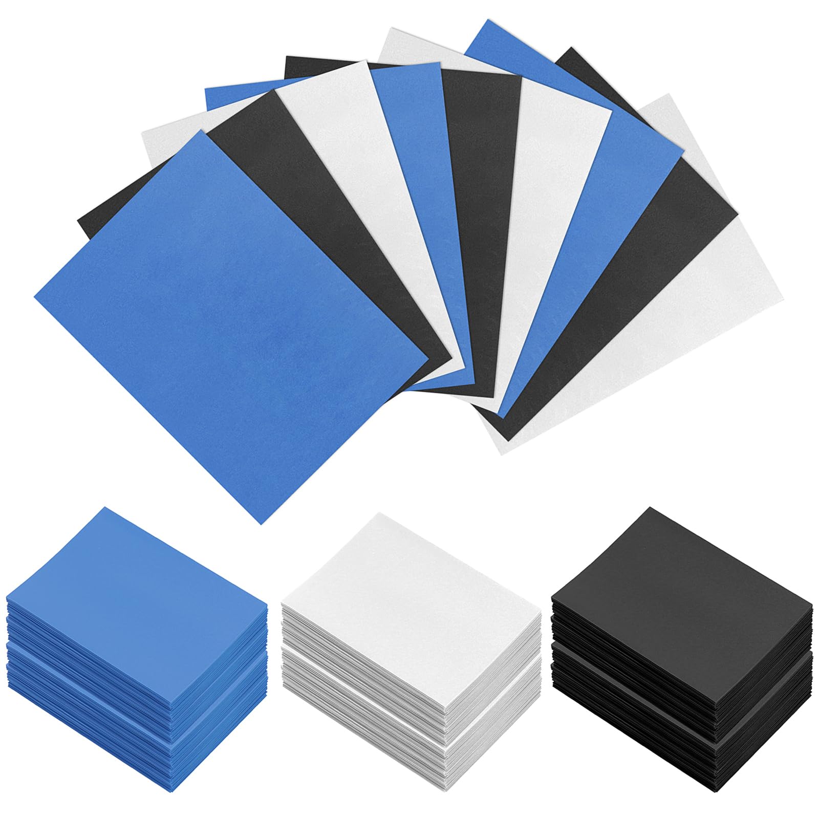 Homgaty 300 Pcs Standard Card Sleeves, Clear Deck Protectors Card Protector Sleeves for Pokemon,Trading Card,Magic (Black+White+Blue)