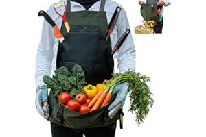 Cover Geny Gardening Apron Waterproof Cross Back Apron, Extra 600D Heavy Duty Apron Harvest and Large Quick Release Pockets
