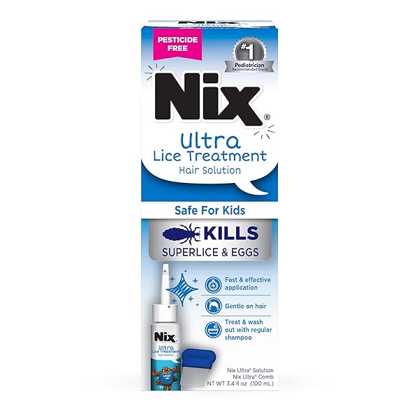 NIX ULTRA LICE REMOVAL KIT, LICE TREATMENT HAIR SOLUTION, 3.4 FL OZ & LICE REMOVAL COMB