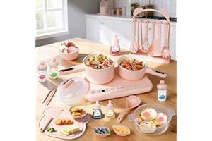 FIGDMI Mini Cooking Sets Real Kitchen for Food Making, Junior Easy Montessori Educational (Pink)