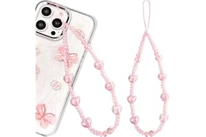 Neptniopllab Phone Charms Strap-Pink Bow Strawberry Cherry Charm Strap Universal Lanyard Wrist Chain String for Phone Case