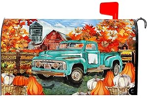 BARNEOVA Fall Thanksgiving Mailbox Covers Magnetic Pumpkin Mailbox Covers Magnetic Standard Size 18" X 21" Autumn Maple Leaf Mailbox Wraps Post Letter Box Cover Decor for Outside Garden Yard Home