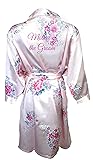 Women's Pink Floral Satin Bridal Vinyl Print Robe